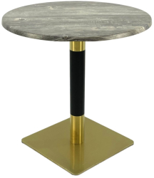 Masa bistro rotunda Raki Olp Pine D60xh74cm blat werzalit si picior metalic cu baza patrata auriu/negru 