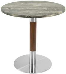 Masa bistro rotunda Raki Olp Pine D60xh74cm blat werzalit si picior metalic cu baza rotunda argintiu cu accente aspect lemn 