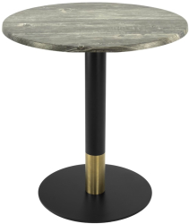 Masa bistro rotunda Raki Olp Pine D60xh74cm blat werzalit si picior metalic cu baza rotunda negru/auriu 
