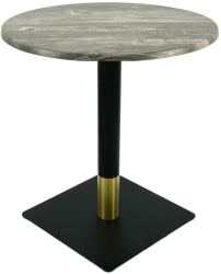 Masa bistro rotunda Raki Olp Pine D60xh74cm blat werzalit si picior metalic negru/auriu 
