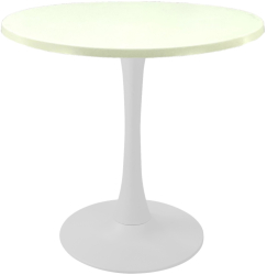 Masa bistro rotunda Raki Uni Art D70xh74cm blat werzalit si picior central metalic alb cu baza rotunda 50cm 