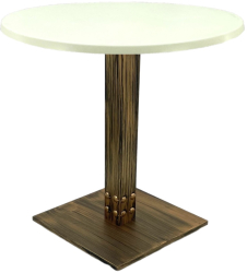 Masa bistro rotunda Raki Uni Art D70xh74cm blat werzalit si picior metalic cu baza patrata aspect vintage bronz antichizat