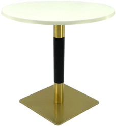 Masa bistro rotunda Raki Uni Art D70xh74cm blat werzalit si picior metalic cu baza patrata auriu/negru 