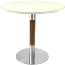 Masa bistro rotunda Raki Uni Art D70xh74cm blat werzalit si picior metalic cu baza rotunda argintiu cu accente aspect lemn 