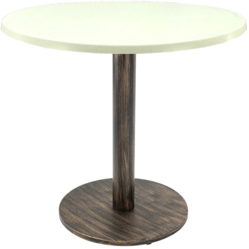 Masa bistro rotunda Raki Uni Art D70xh74cm blat werzalit si picior metalic cu baza rotunda aspect vintage bronz antichizat 