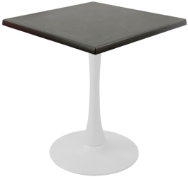 Masa cafenea interior/exterior patrata Raki New Wenge 70x70xh74cm blat werzalit si picior central metalic alb cu baza rotunda 50cm 