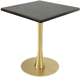 Masa cafenea interior/exterior patrata Raki New Wenge 70x70xh74cm blat werzalit si picior metalic auriu cu baza rotunda 45cm 
