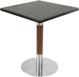 Masa cafenea interior/exterior patrata Raki New Wenge 70x70xh74cm blat werzalit si picior metalic cu baza rotunda argintiu cu accente aspe 