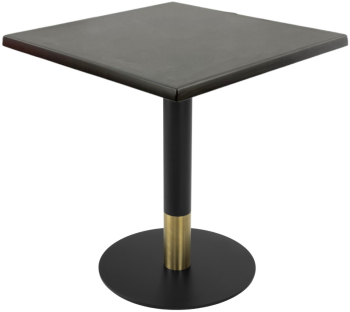 Masa cafenea interior/exterior patrata Raki New Wenge 70x70xh74cm blat werzalit si picior metalic cu baza rotunda negru/auriu 