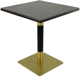 Masa cafenea interior/exterior patrata Raki New Wenge 70x70xh74cm blat werzalit si picior metalic cu baza patrata auriu/negru 