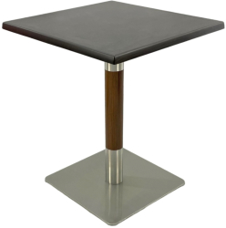 Masa cafenea interior/exterior patrata Raki New Wenge 70x70xh74cm blat werzalit si picior metalic cu baza patrata argintiu cu accente aspe 