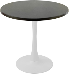 Masa cafenea interior/exterior rotunda Raki New Wenge D70xh74cm blat werzalit si picior central metalic alb cu baza rotunda 50cm 