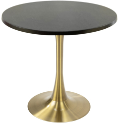 Masa cafenea interior/exterior rotunda Raki New Wenge D70xh74cm blat werzalit si picior central metalic auriu cu baza rotunda 50cm 