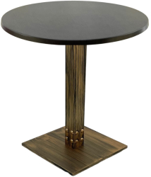 Masa cafenea interior/exterior rotunda Raki New Wenge D70xh74cm blat werzalit si picior metalic cu baza patrata aspect vintage bronz antic 