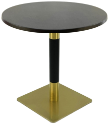 Masa cafenea interior/exterior rotunda Raki New Wenge D70xh74cm blat werzalit si picior metalic cu baza patrata auriu/negru 