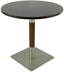 Masa cafenea interior/exterior rotunda Raki New Wenge D70xh74cm blat werzalit si picior metalic cu baza patrata argintiu cu accente aspect 