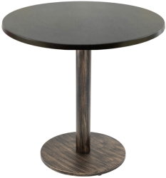 Masa cafenea interior/exterior rotunda Raki New Wenge D70xh74cm blat werzalit si picior metalic cu baza rotunda aspect vintage bronz antic 