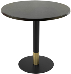 Masa cafenea interior/exterior rotunda Raki New Wenge D70xh74cm blat werzalit si picior metalic cu baza rotunda negru/auriu 