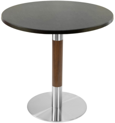Masa cafenea interior/exterior rotunda Raki New Wenge D70xh74cm blat werzalit si picior metalic cu baza rotunda argintiu cu accente aspect 
