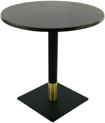 Masa cafenea interior/exterior rotunda Raki New Wenge D70xh74cm blat werzalit si picior metalic negru/auriu 