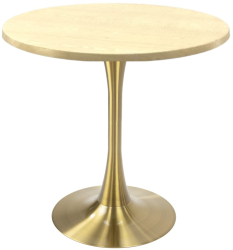 Masa cafenea rotunda Raki Maple D70xh74cm blat werzalit si picior central metalic auriu cu baza rotunda 50cm 