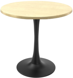 Masa cafenea rotunda Raki Maple D70xh74cm blat werzalit si picior central metalic negru cu baza rotunda 50cm 