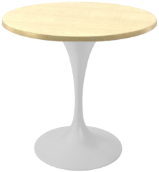 Masa cafenea rotunda Raki Maple D70xh74cm blat werzalit si picior metalic alb cu baza rotunda 50cm 