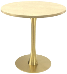 Masa cafenea rotunda Raki Maple D70xh74cm blat werzalit si picior metalic auriu cu baza rotunda 45cm 