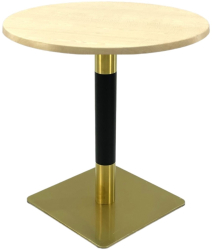 Masa cafenea rotunda Raki Maple D70xh74cm blat werzalit si picior metalic cu baza patrata auriu/negru 