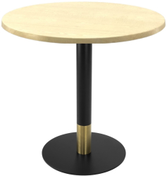Masa cafenea rotunda Raki Maple D70xh74cm blat werzalit si picior metalic cu baza rotunda negru/auriu 