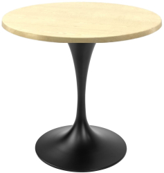 Masa cafenea rotunda Raki Maple D70xh74cm blat werzalit si picior metalic negru cu baza rotunda 50cm 