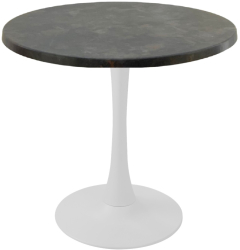 Masa cafenea rotunda Raki Metalic Oxid D70xh74cm interior/exterior blat werzalit si picior central metalic alb cu baza rotunda 50cm 