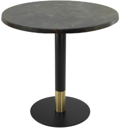 Masa cafenea rotunda Raki Metalic Oxid D70xh74cm interior/exterior blat werzalit si picior metalic cu baza rotunda negru/auriu