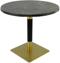 Masa cafenea rotunda Raki Metalic Oxid D70xh74cm interior/exterior blat werzalit si picior metalic cu baza patrata auriu/negru 