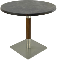 Masa cafenea rotunda Raki Metalic Oxid D70xh74cm interior/exterior blat werzalit si picior metalic cu baza patrata argintiu cu accente as 