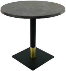 Masa cafenea rotunda Raki Metalic Oxid D70xh74cm interior/exterior blat werzalit si picior metalic negru/auriu 