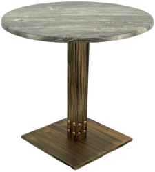 Masa cafenea/bistro rotunda Raki Olp Pine D70xh74cm blat werzalit si picior metalic cu baza patrata aspect vintage bronz antichizat 