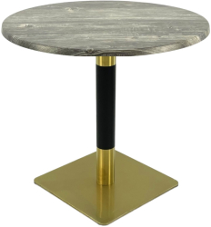 Masa cafenea/bistro rotunda Raki Olp Pine D70xh74cm blat werzalit si picior metalic cu baza patrata auriu/negru 
