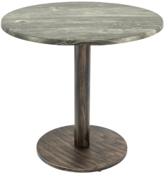 Masa cafenea/bistro rotunda Raki Olp Pine D70xh74cm blat werzalit si picior metalic cu baza rotunda aspect vintage bronz antichizat 