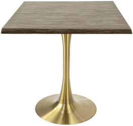 Masa de restaurant patrata Raki Dark Seagrass 80x80xh74cm blat werzalit si picior central metalic auriu cu baza rotunda 50cm 