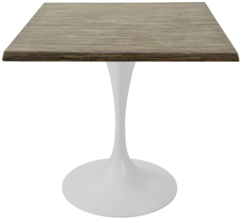 Masa de restaurant patrata Raki Dark Seagrass 80x80xh74cm blat werzalit si picior metalic alb cu baza rotunda 50cm 