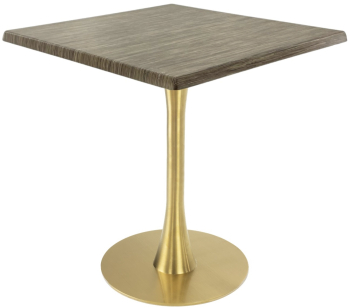 Masa de restaurant patrata Raki Dark Seagrass 80x80xh74cm blat werzalit si picior metalic auriu cu baza rotunda 45cm 