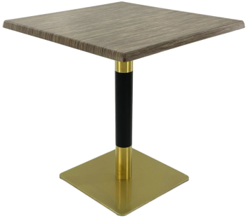 Masa de restaurant patrata Raki Dark Seagrass 80x80xh74cm blat werzalit si picior metalic cu baza patrata auriu/negru 