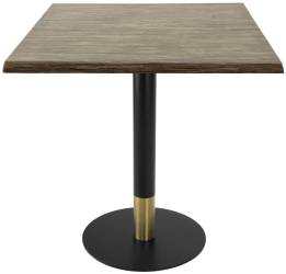 Masa de restaurant patrata Raki Dark Seagrass 80x80xh74cm blat werzalit si picior metalic cu baza rotunda negru/auriu 