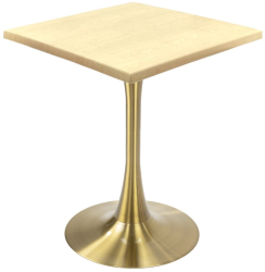 Masa de restaurant/terasa patrata Raki Maple 70x70xh74cm blat werzalit si picior central metalic auriu cu baza rotunda 50cm 