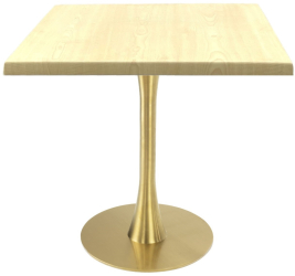 Masa de restaurant/terasa patrata Raki Maple 70x70xh74cm blat werzalit si picior metalic auriu cu baza rotunda 45cm 