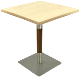 Masa de restaurant/terasa patrata Raki Maple 70x70xh74cm blat werzalit si picior metalic cu baza patrata argintiu cu accente aspect lemn 