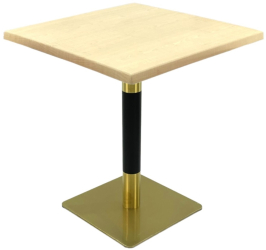 Masa de restaurant/terasa patrata Raki Maple 70x70xh74cm blat werzalit si picior metalic cu baza patrata auriu/negru 