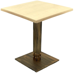 Masa de restaurant/terasa patrata Raki Maple 70x70xh74cm blat werzalit si picior metalic cu baza patrata aspect vintage bronz antichizat 