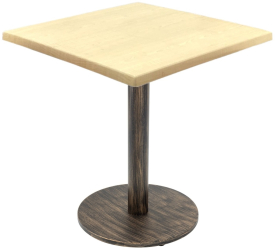 Masa de restaurant/terasa patrata Raki Maple 70x70xh74cm blat werzalit si picior metalic cu baza rotunda aspect vintage bronz antichizat 